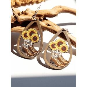Western Sunflower Water Drop Earrings